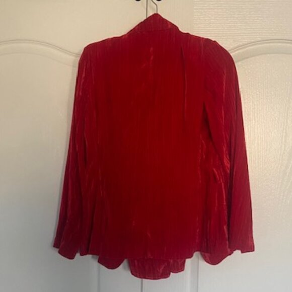 Red Crushed Velvet Blazer & Wide Leg Pants - Picture 6 of 12